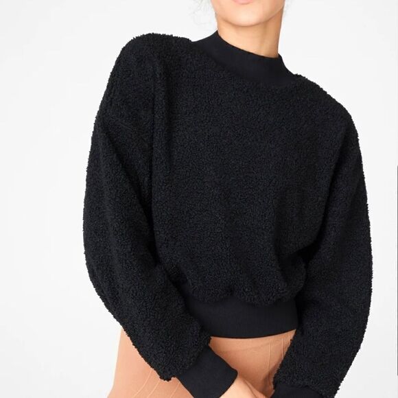 Fabletics Malia Polar Fleece Pullover Size L Black - Picture 1 of 12
